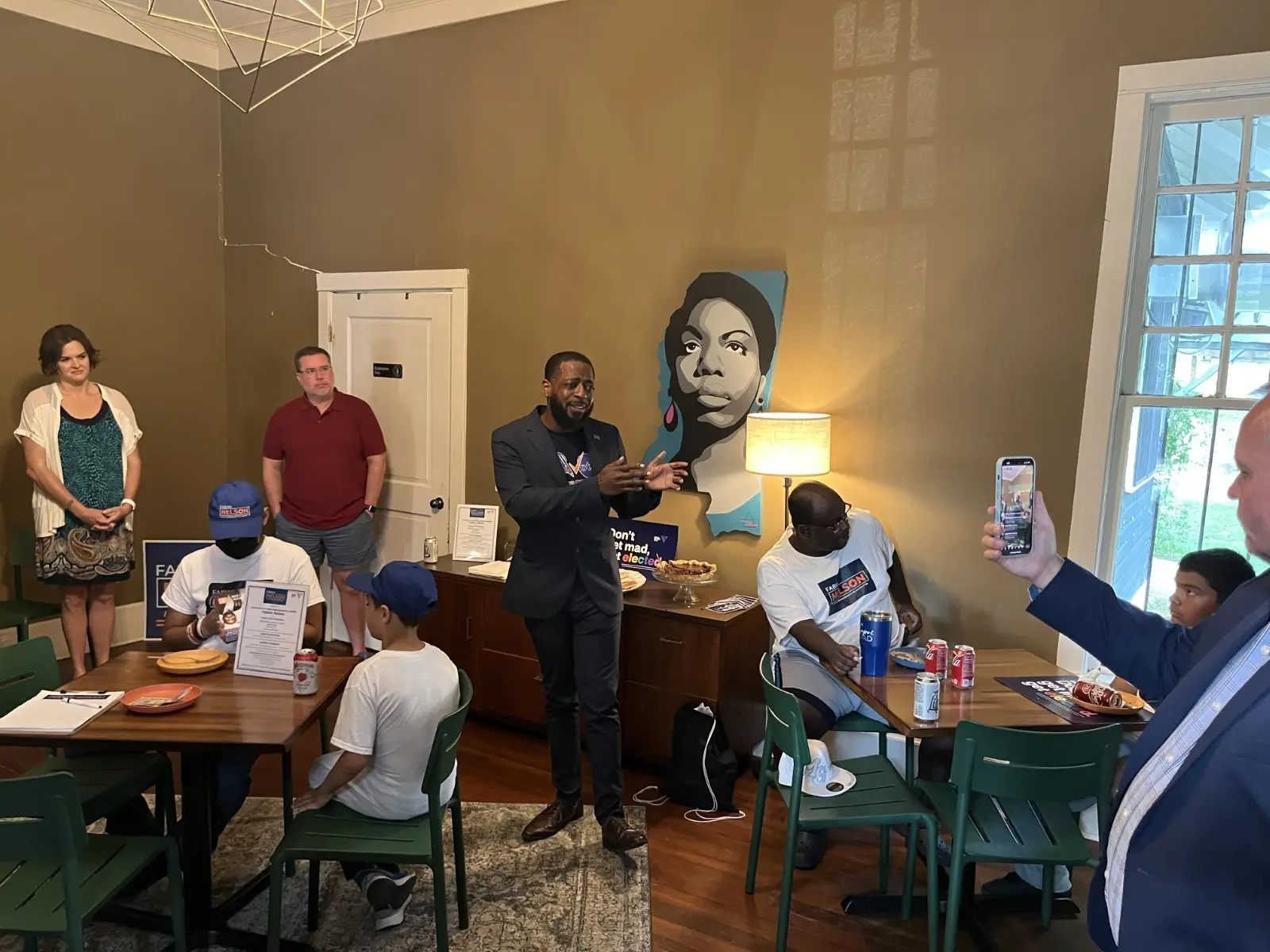 Fabian Nelson speaking at his fundraiser hosted by leaders of the LGBTQ+ community in Jackson