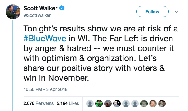 Baldwin debate - Scott Walker tweet