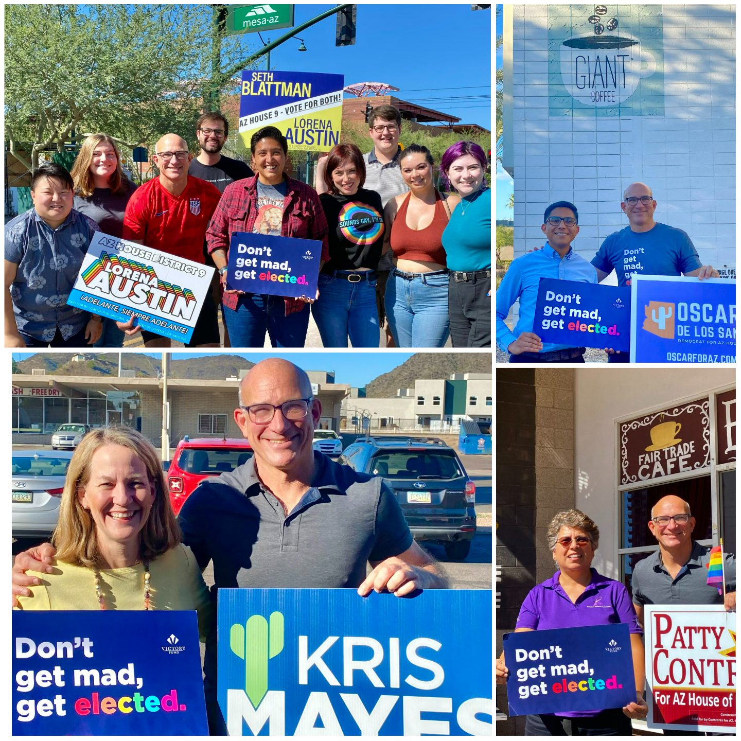 Top right to left: Marty with Lorena Austin(center) and team, Marty with Oscar De Los Santos. Bottom: Marty with Kris Mayes, Marty with Patty Contreras.