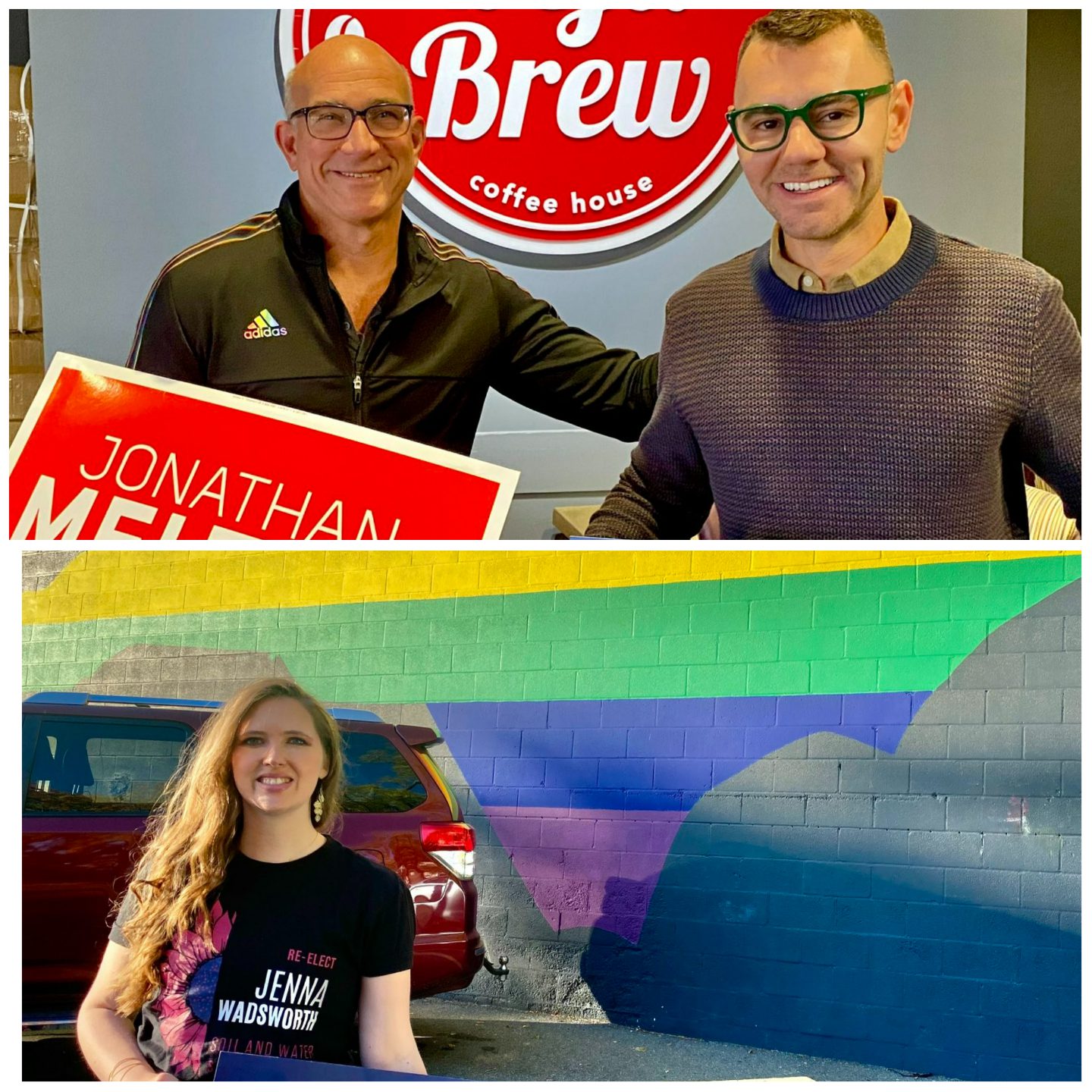 Top: Marty and Jonathan Melton. Bottom: Jenna Wadsworth on the campaign trail. 